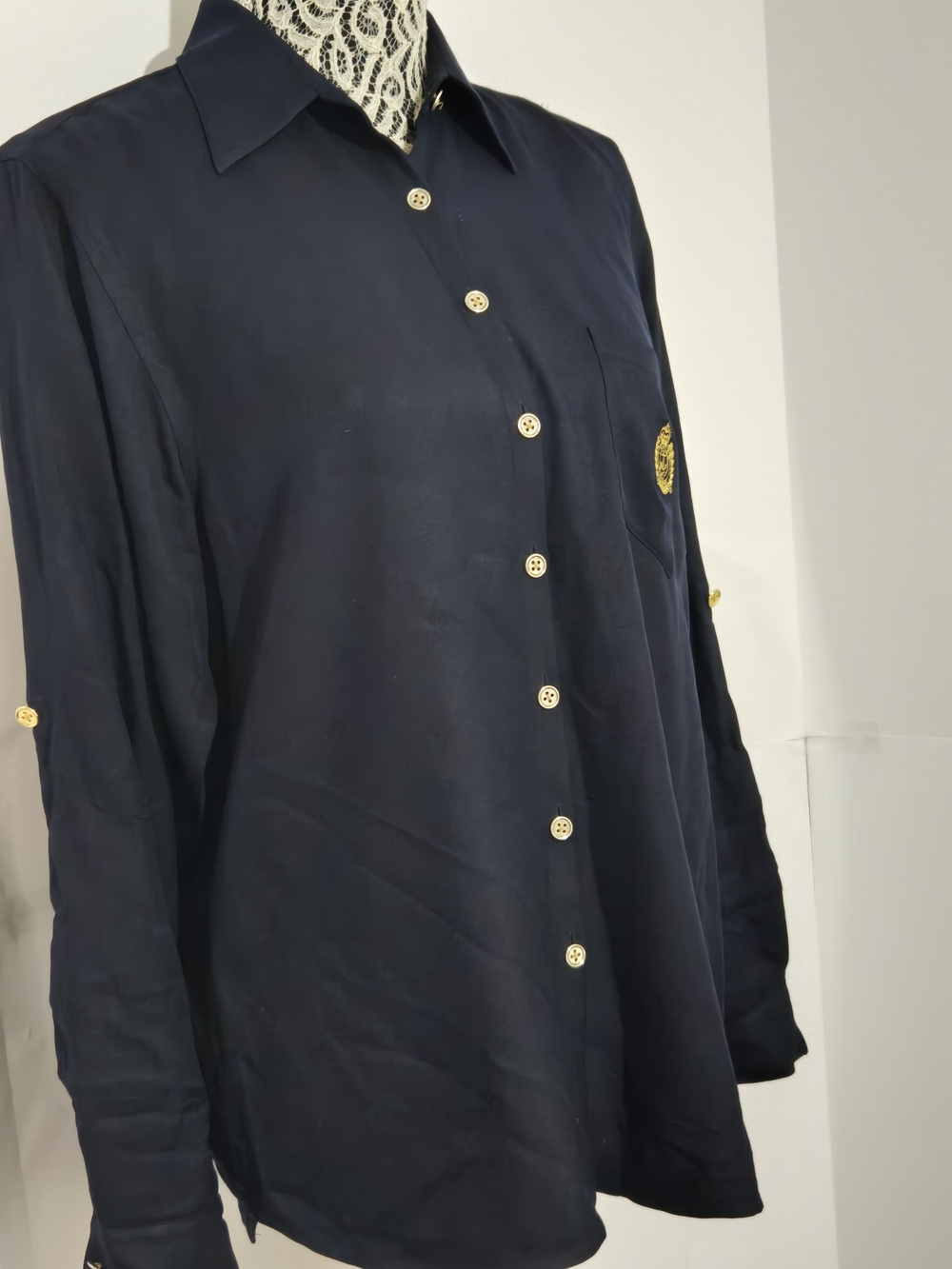 Ralph Lauren Navy Top with Green Label Detail - Picture 3 of 9